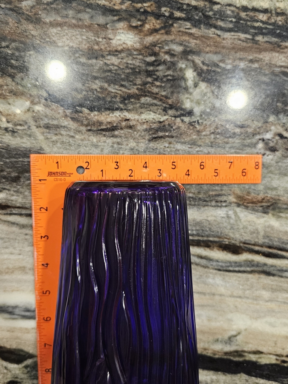 Textured Purple Glass Vase Tree Bark - Picture 6 of 6